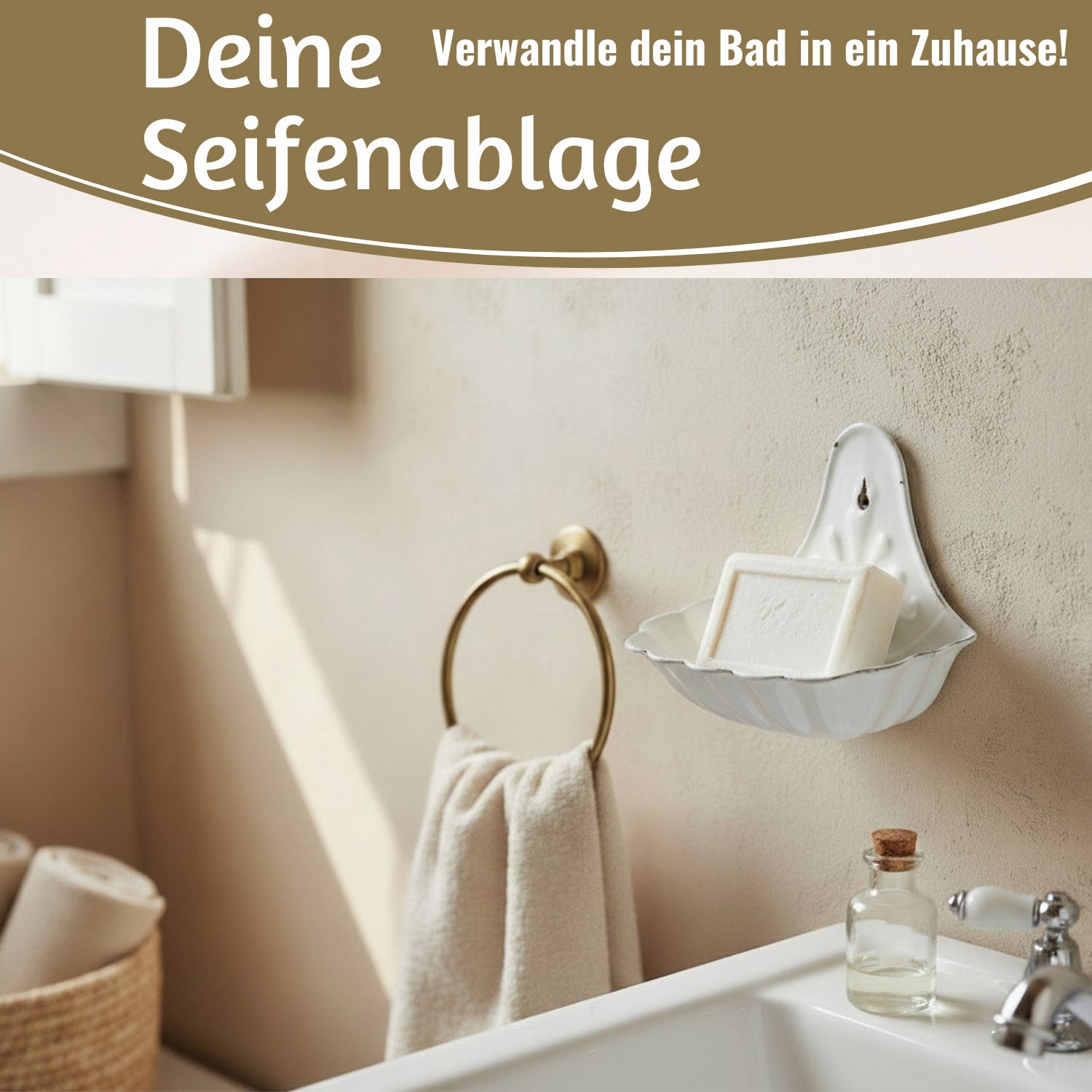 LS-LebenStil Möbel Seifenschale Emaille Weiß 16cm
