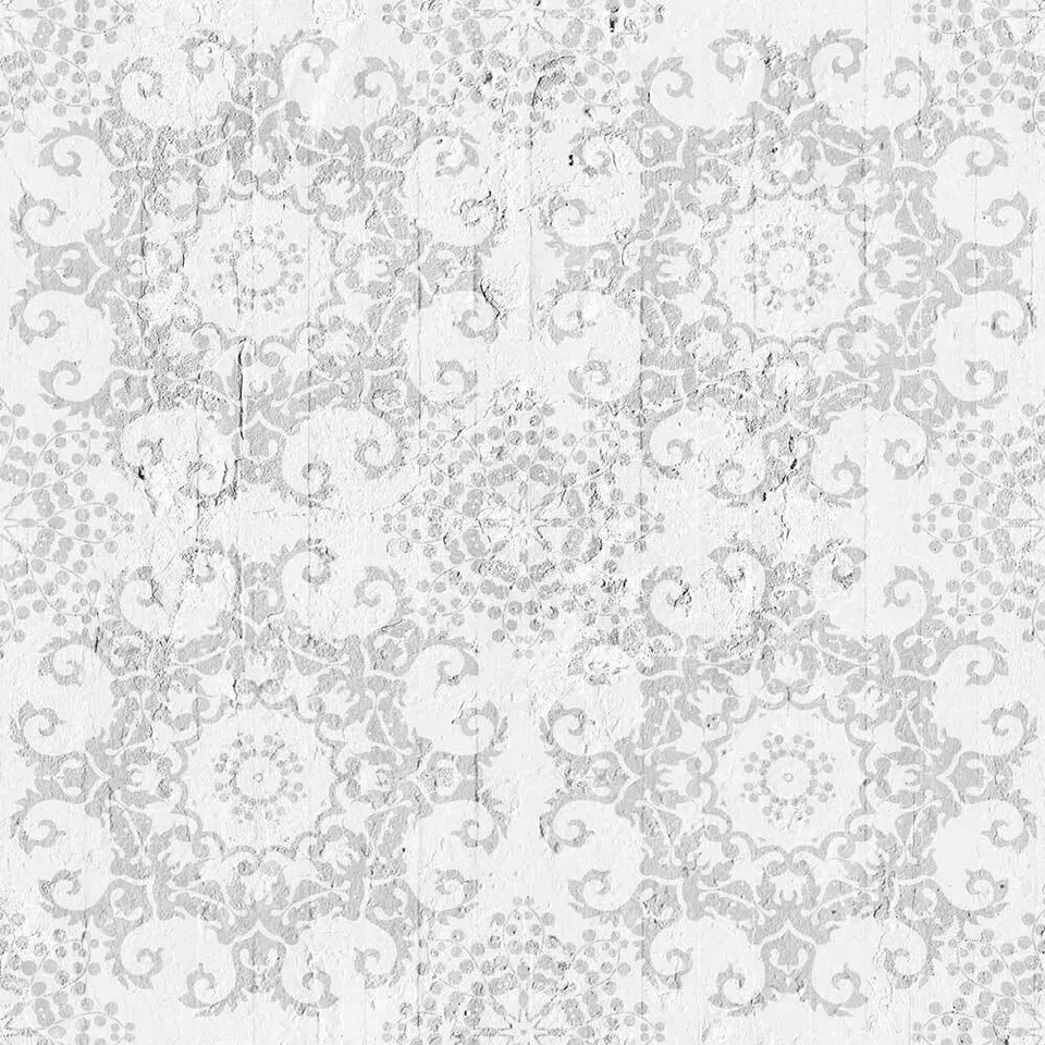 Mineheart Geometric Damask Tapete Grau Silber A3 Muster