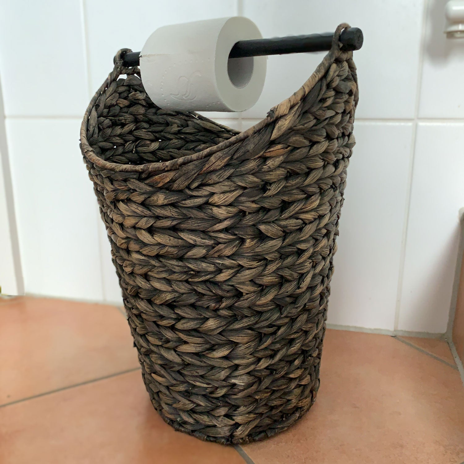LS-LebenStil Toilettenpapier-Ständer 40cm Rattan Grau Korb
