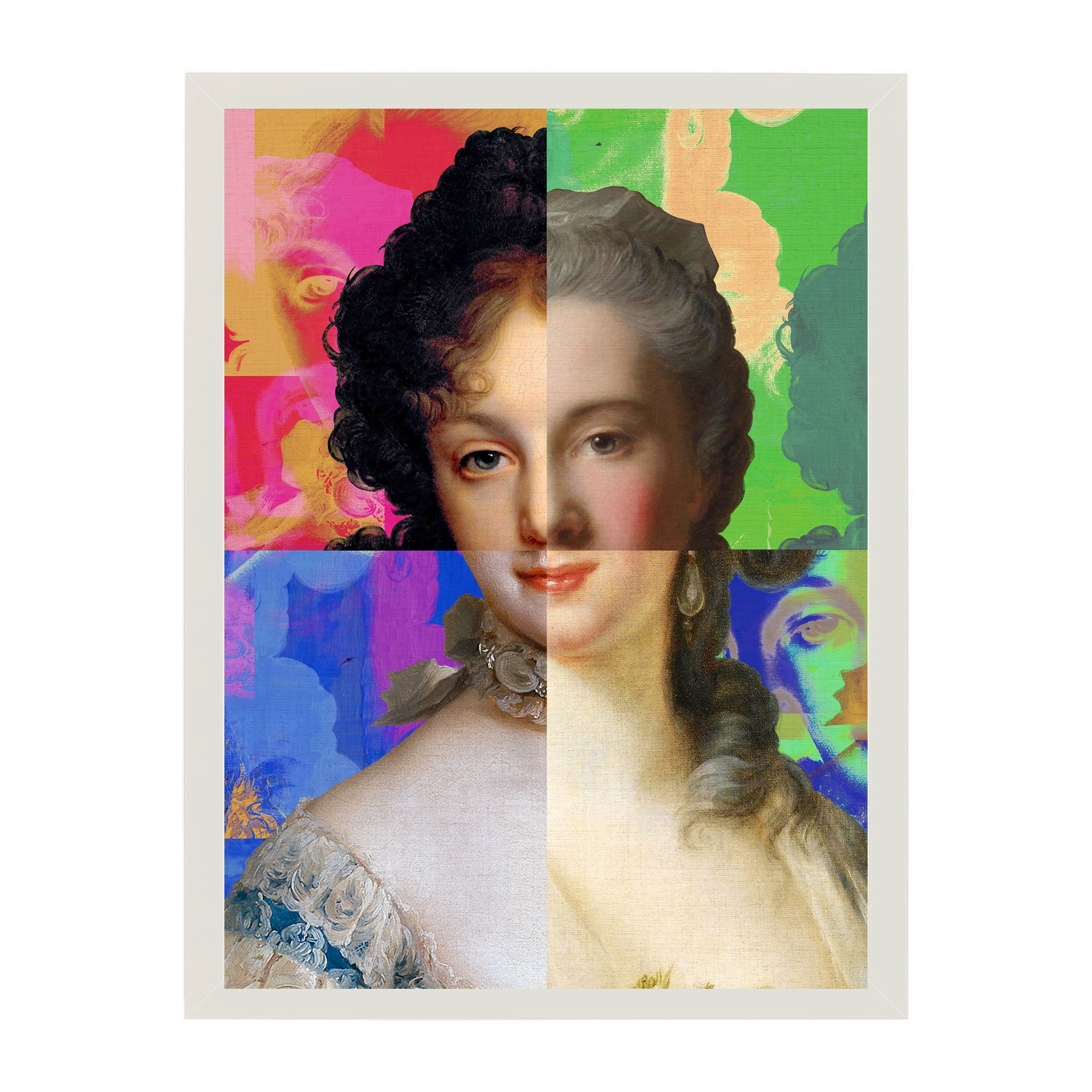 Mineheart Wall Art Lady Puzzled Portrait Wandbild 30x41 cm Blau Weiss