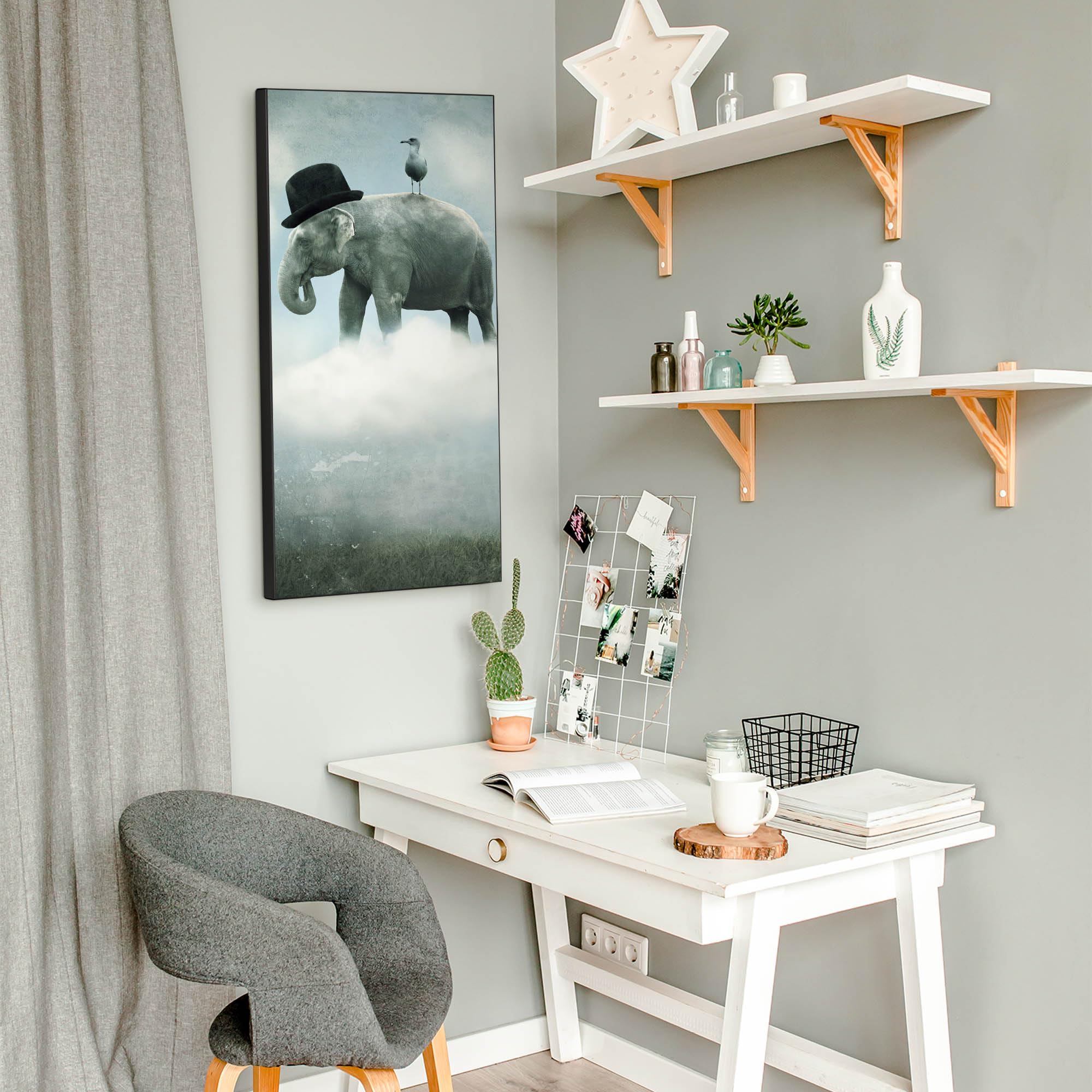 Banjado Magnettafel 37x78cm Magnetpinnwand Elefant und Möwe