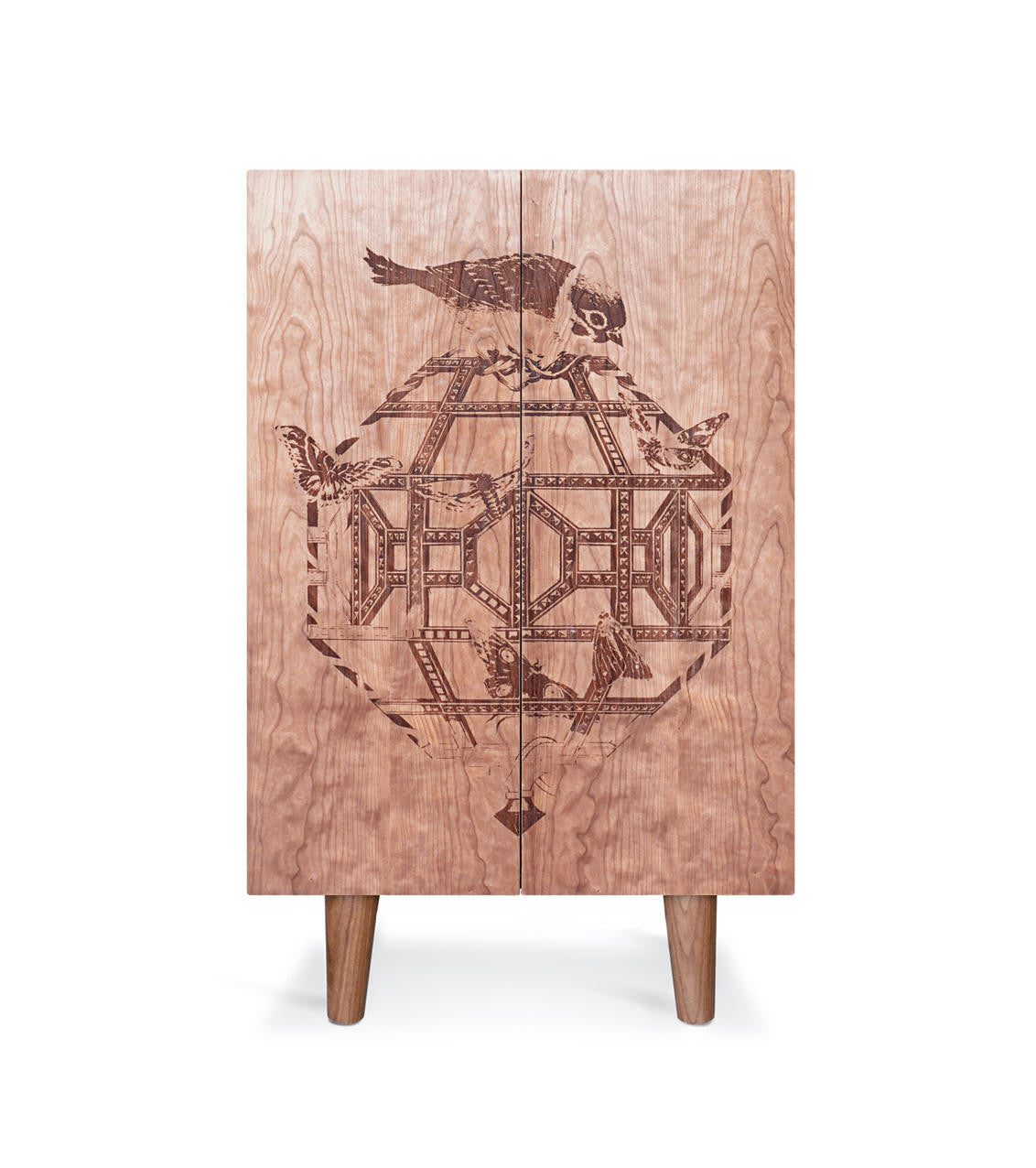 Mineheart Cherry Ornithological Sketch Schrank Holz 109cm
