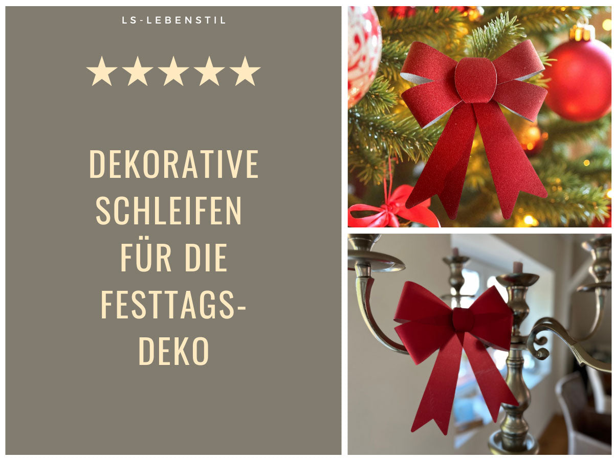 LS-LebenStil Weihnachtsschleife XXL 29 cm rot funkelnd 2er Set