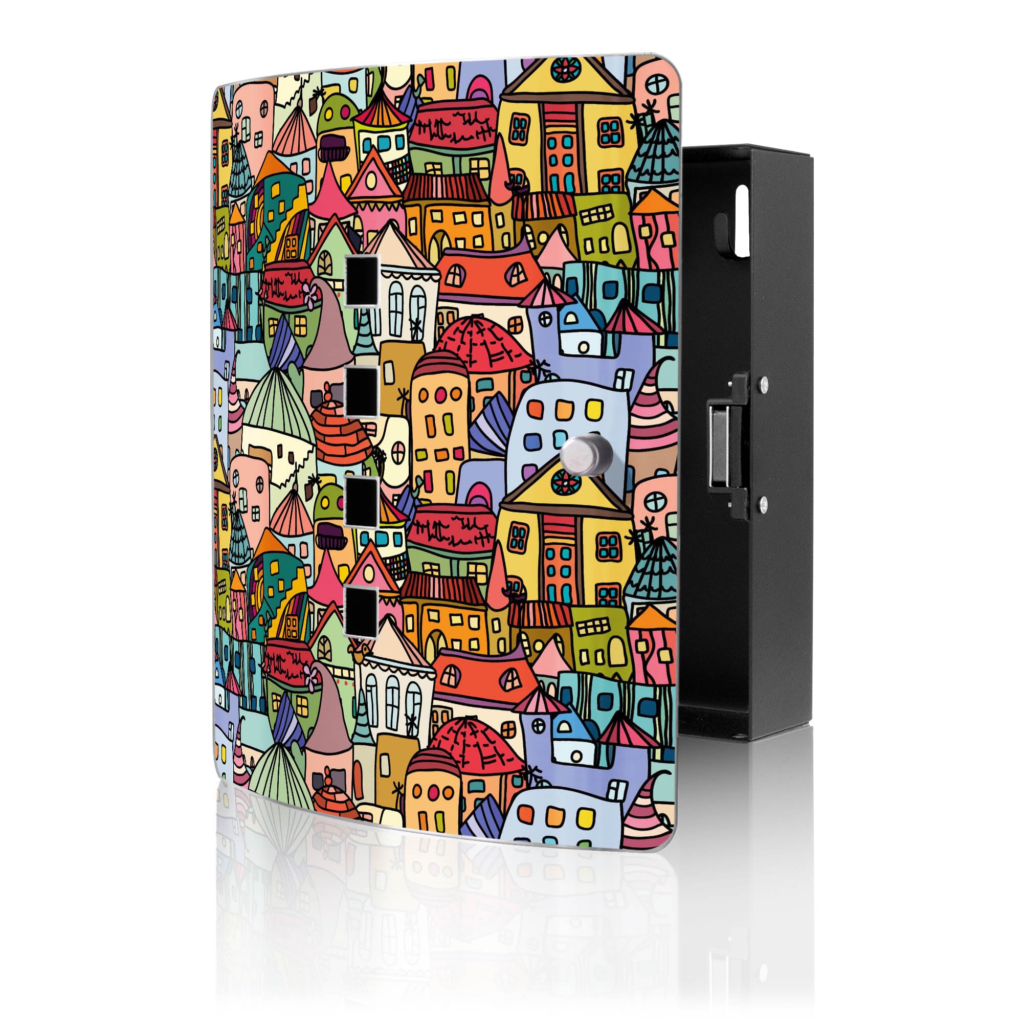 Banjado Schlüsselkasten Funky Town 24x21cm Edelstahl 10 Schlüssel