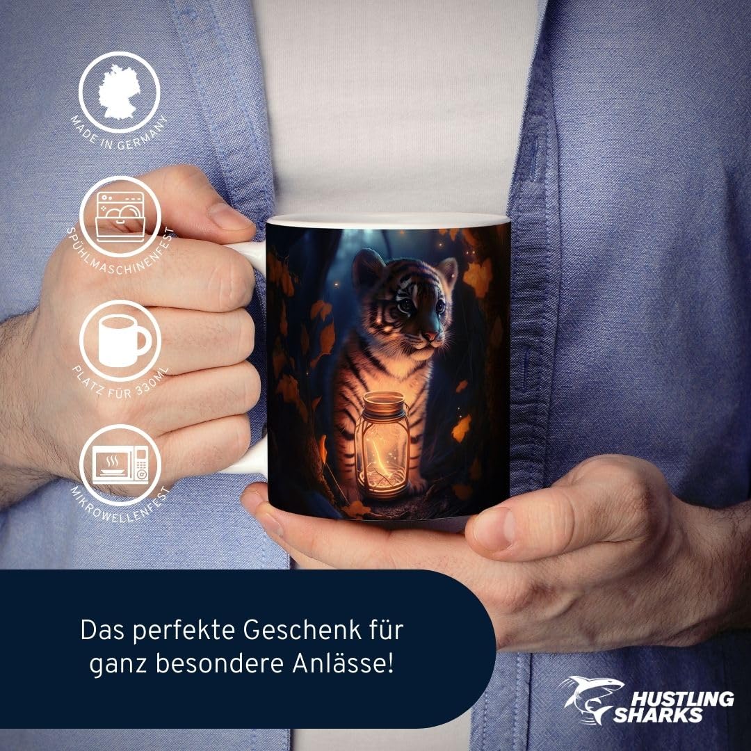 Hustling Sharks Leuchtender Tiger Tasse 330ml weiß