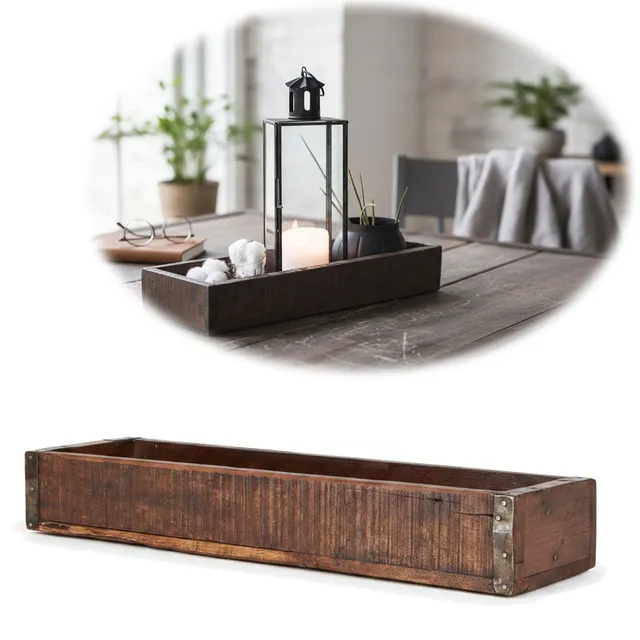 LS-LebenStil Unika Holzbox Vintage braun 43x13x6 cm