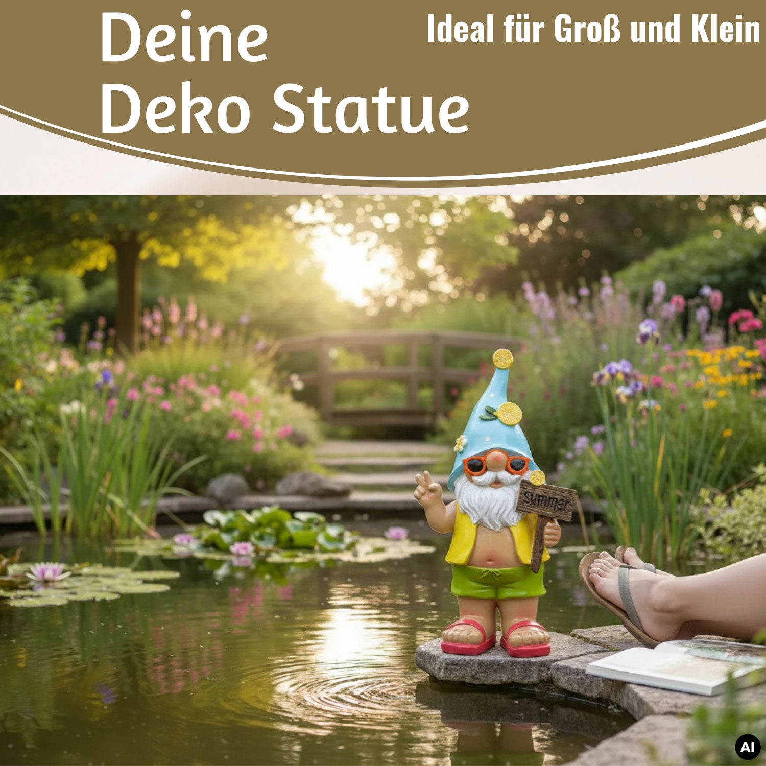 LS-LebenStil Summer Gartenzwerg XL Deko Figur 23cm