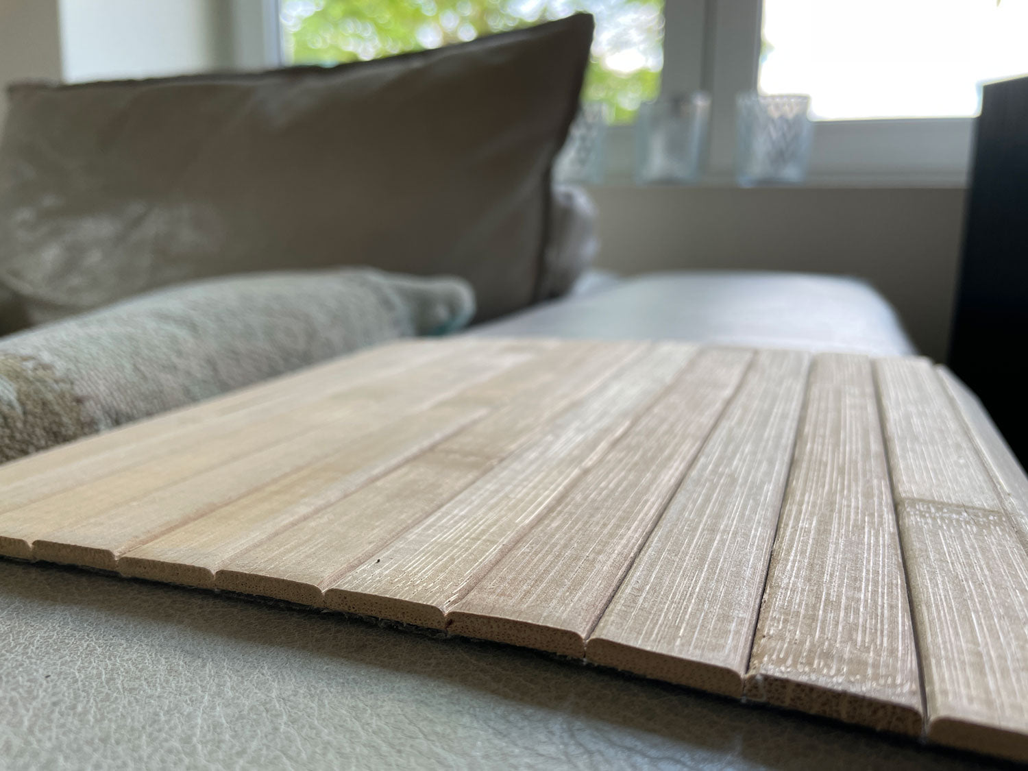 LS-LebenStil Sofa Tablett Bambus 44x24cm Armlehne Natur