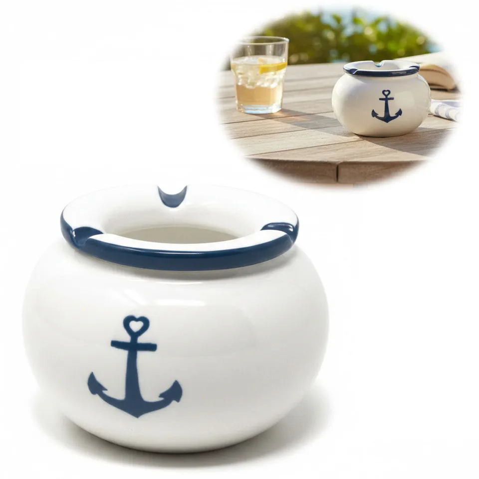 LS-LebenStil Küche & Haushalt Anker Sturmaschenbecher Keramik 10cm