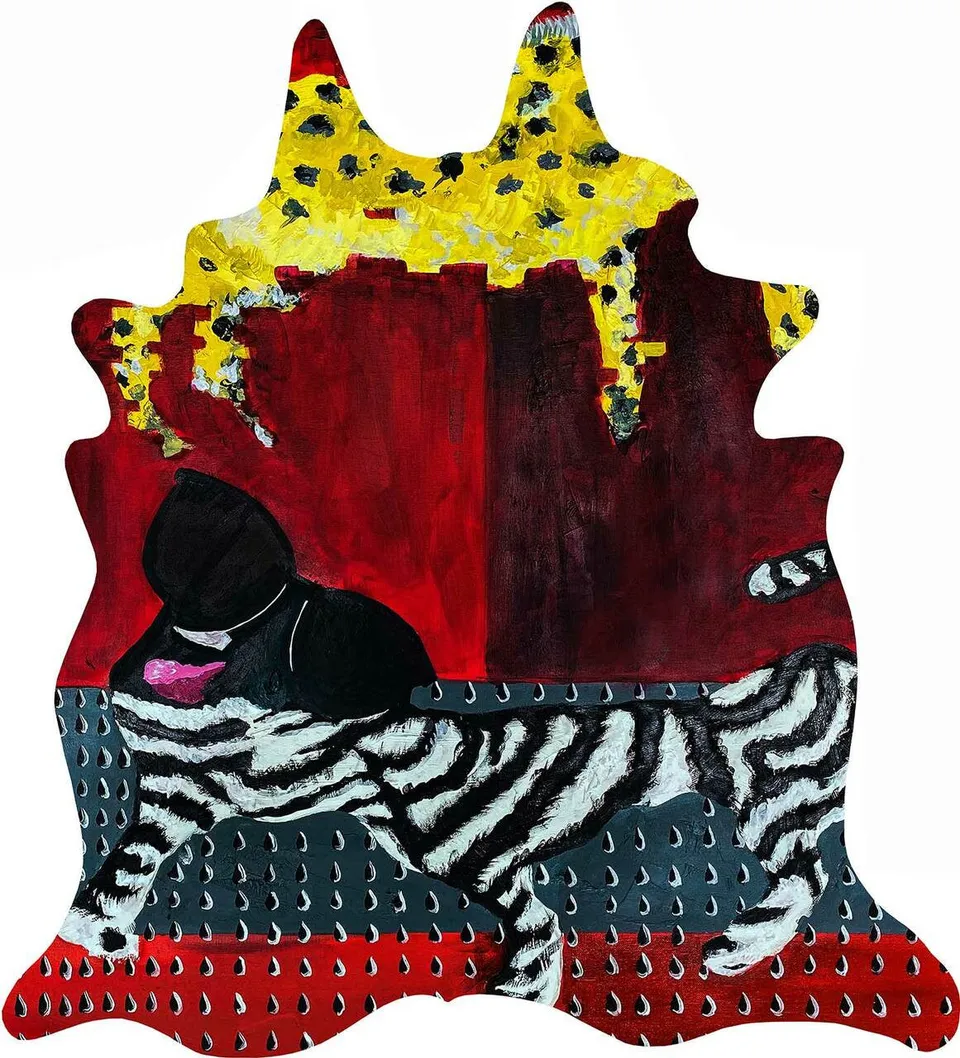 Mineheart Soul Searching Red Zebra Teppich 165x150 rot