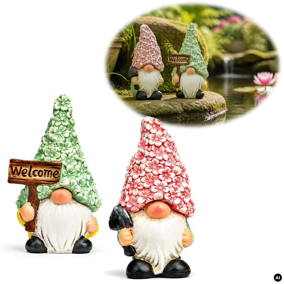 LS-LebenStil Garten & Camping Wichtel Figuren 16cm 2er Magnesia