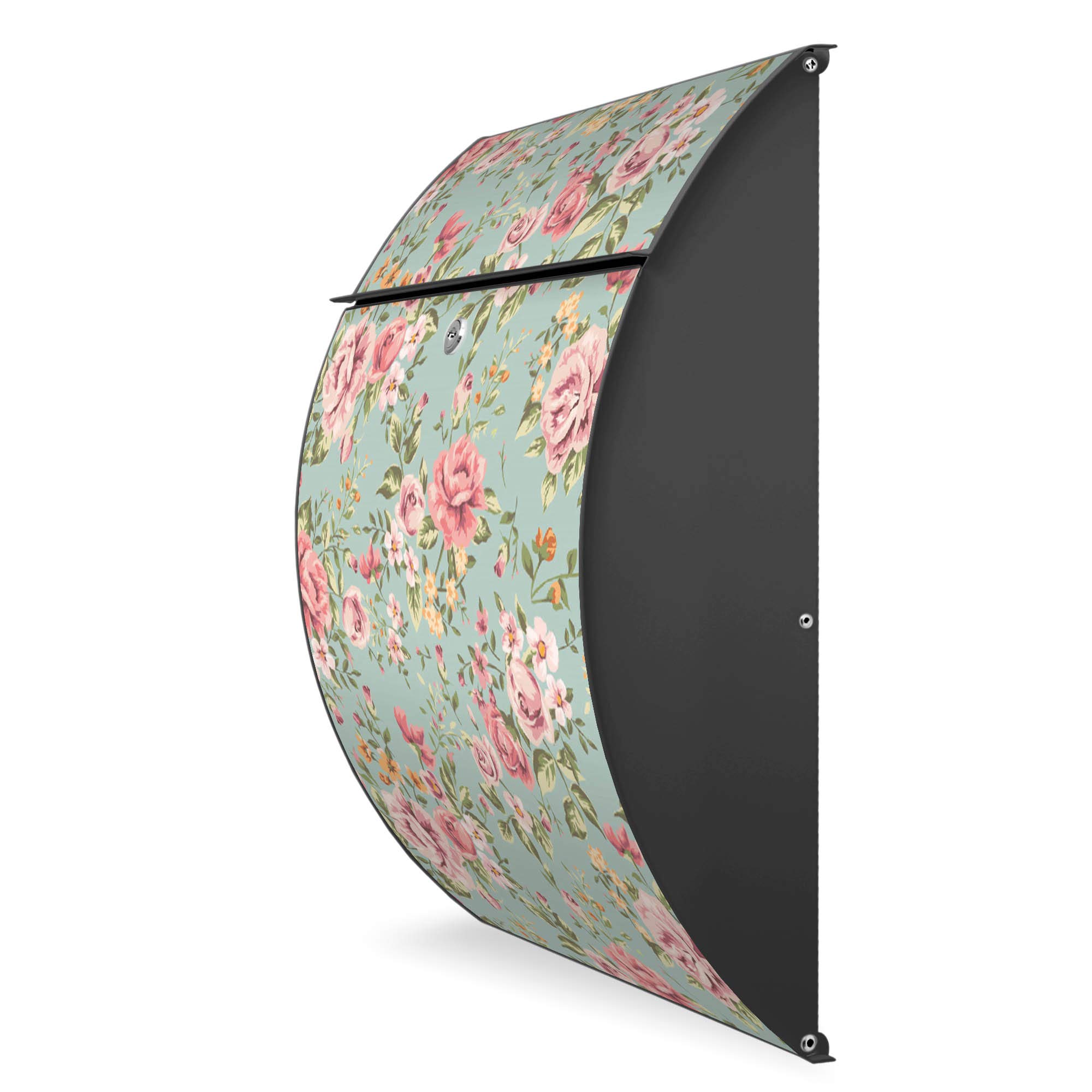 Banjado Briefkasten Riviera 46x33,5x13cm Altrosa Blume Anthrazit
