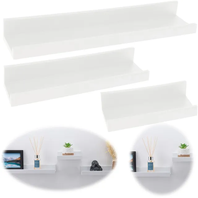 LS-LebenStil Küche Wandregal Set 3-fach Weiß 45cm Regal