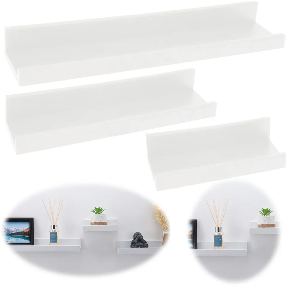 LS-LebenStil Küche Wandregal Set 3-fach Weiß 45cm Regal