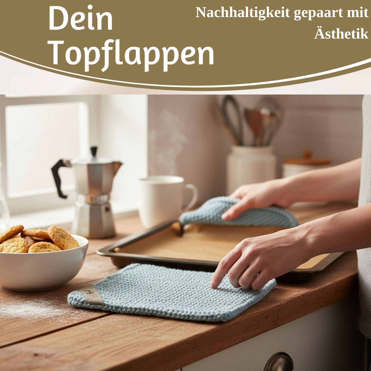 LS-LebenStil Mynte Topflappen 22cm Blau Baumwolle OEKO-TEX