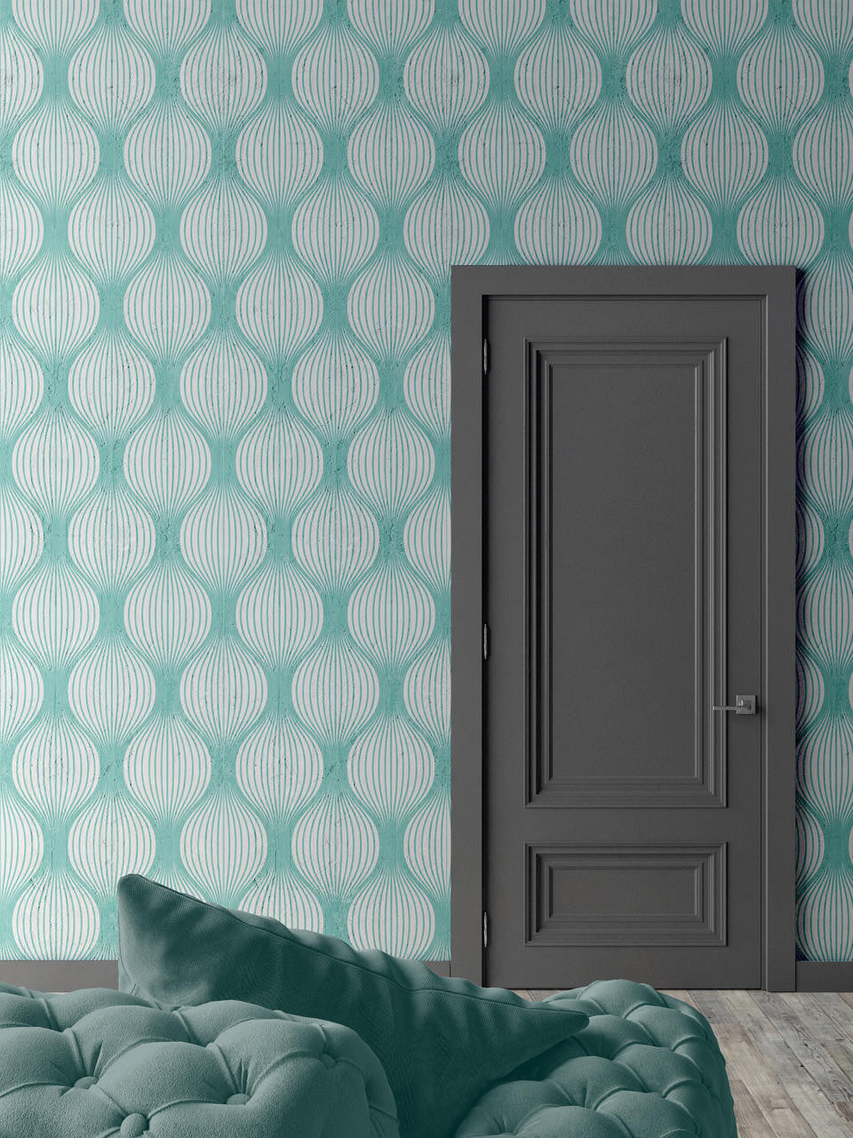 Mineheart Geometric Bulbs Tapete Aquamarin Vlies 52x1000 cm
