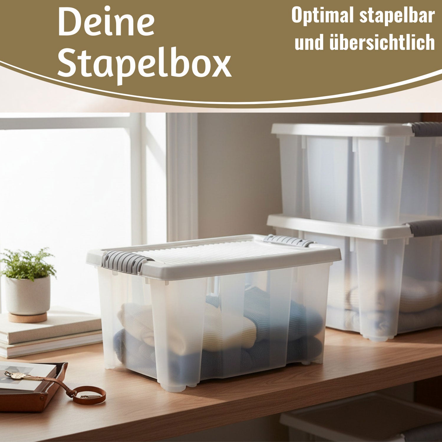 LS-LebenStil Möbel & Wohnen Stapelbox 3er-Set 30x20x15cm Transparent