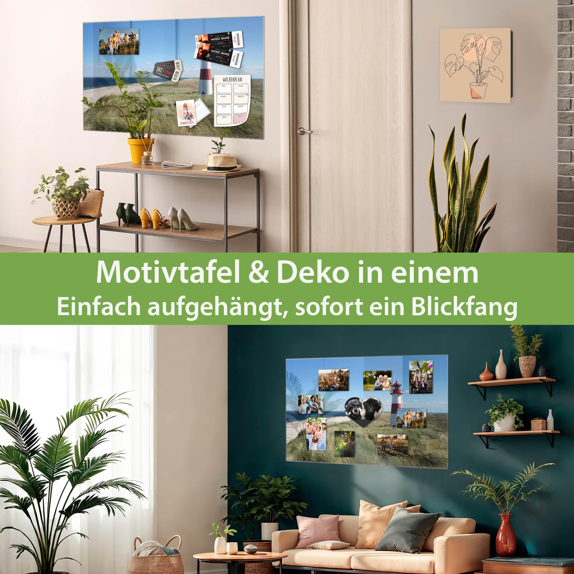 Banjado Magnettafel Leuchtturm Brandung Magnetboard 120x80 cm