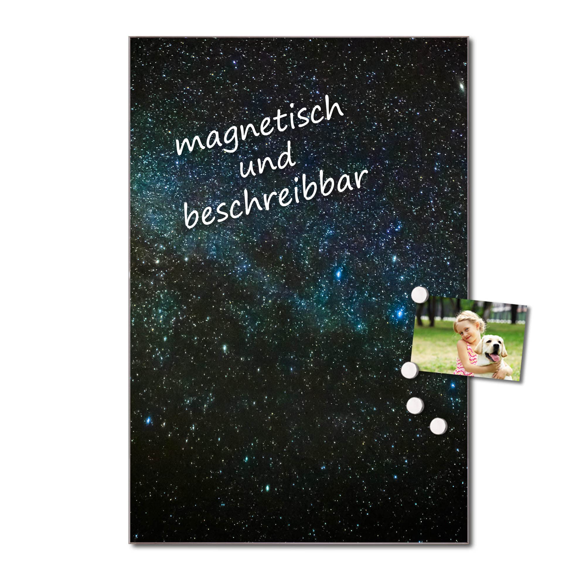 Banjado Magnettafel Glas Memoboard Nachthimmel 40x60 beschreibbar