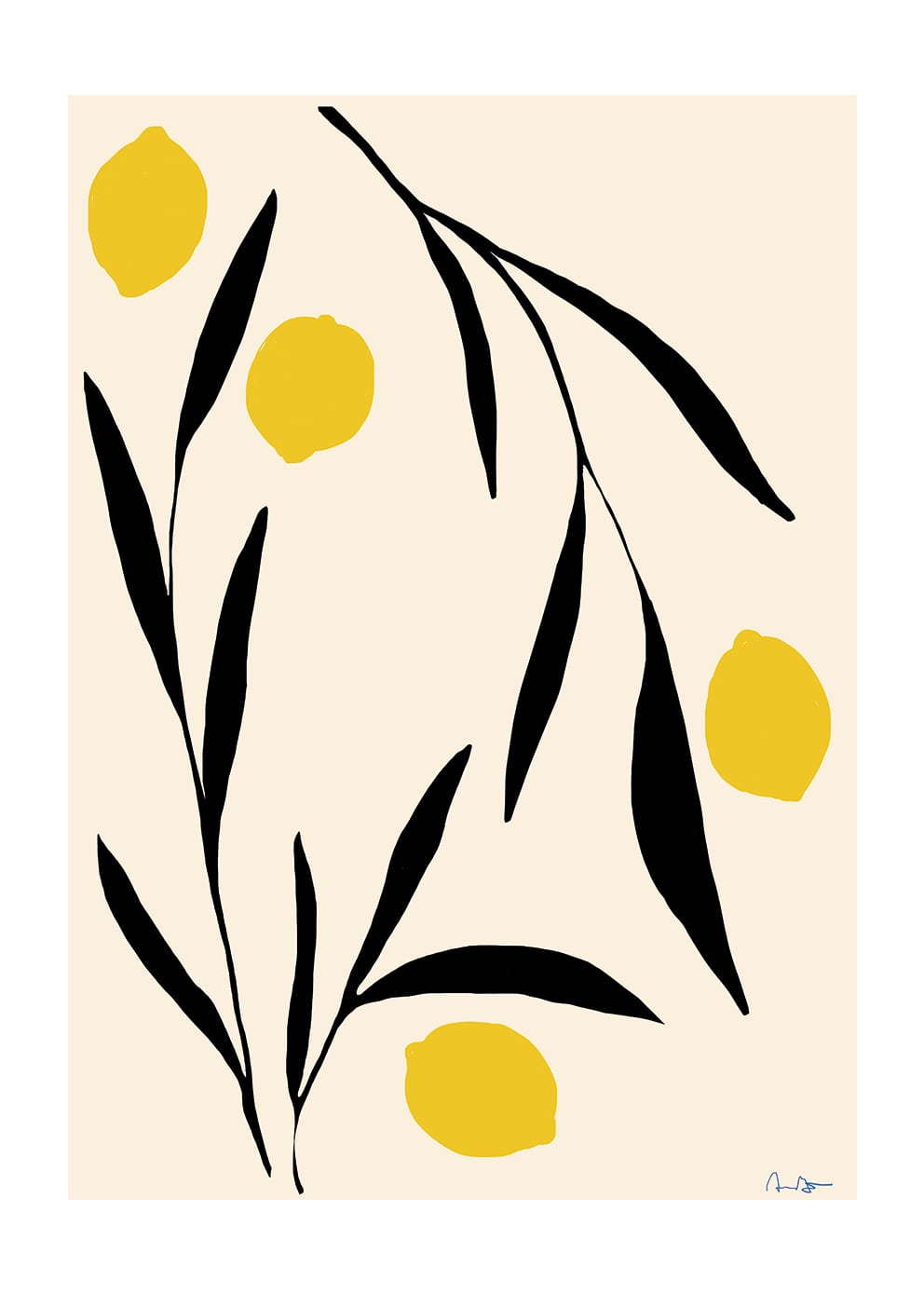 The Poster Club Art Prints Lemon Poster A4 botanisch