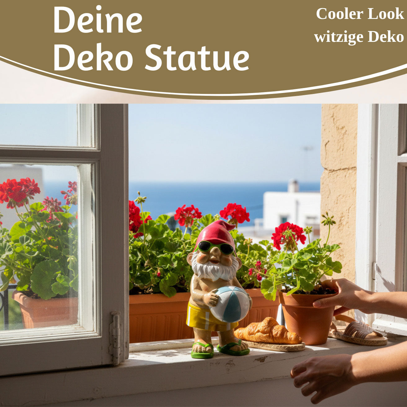 LS-LebenStil Zwerg Bruno Beachball Figur 20cm Polyresin