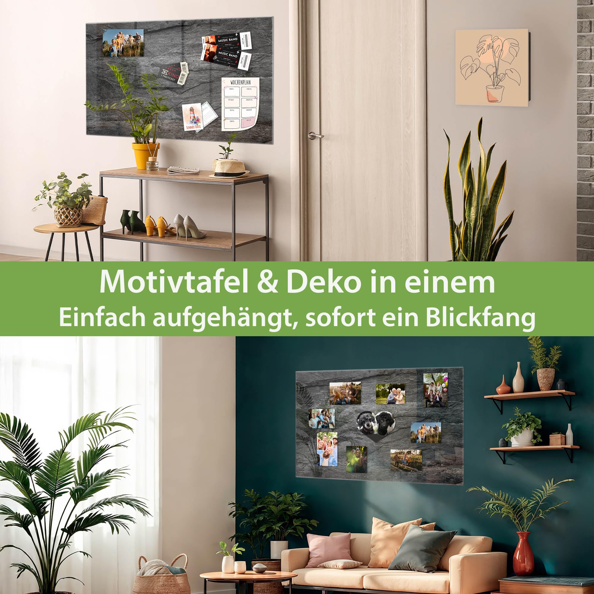 Banjado Magnettafel Schiefer Platte 1 Glasboard 45x30cm