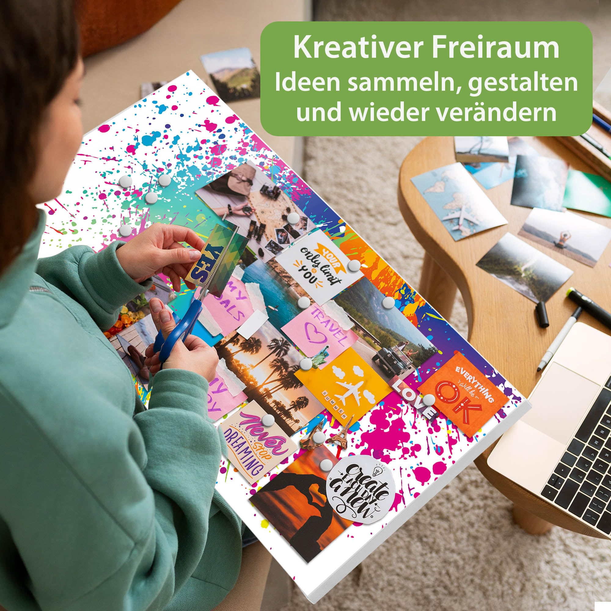 Banjado Magnettafel Farbspritzer Magnettafel 78x37 cm