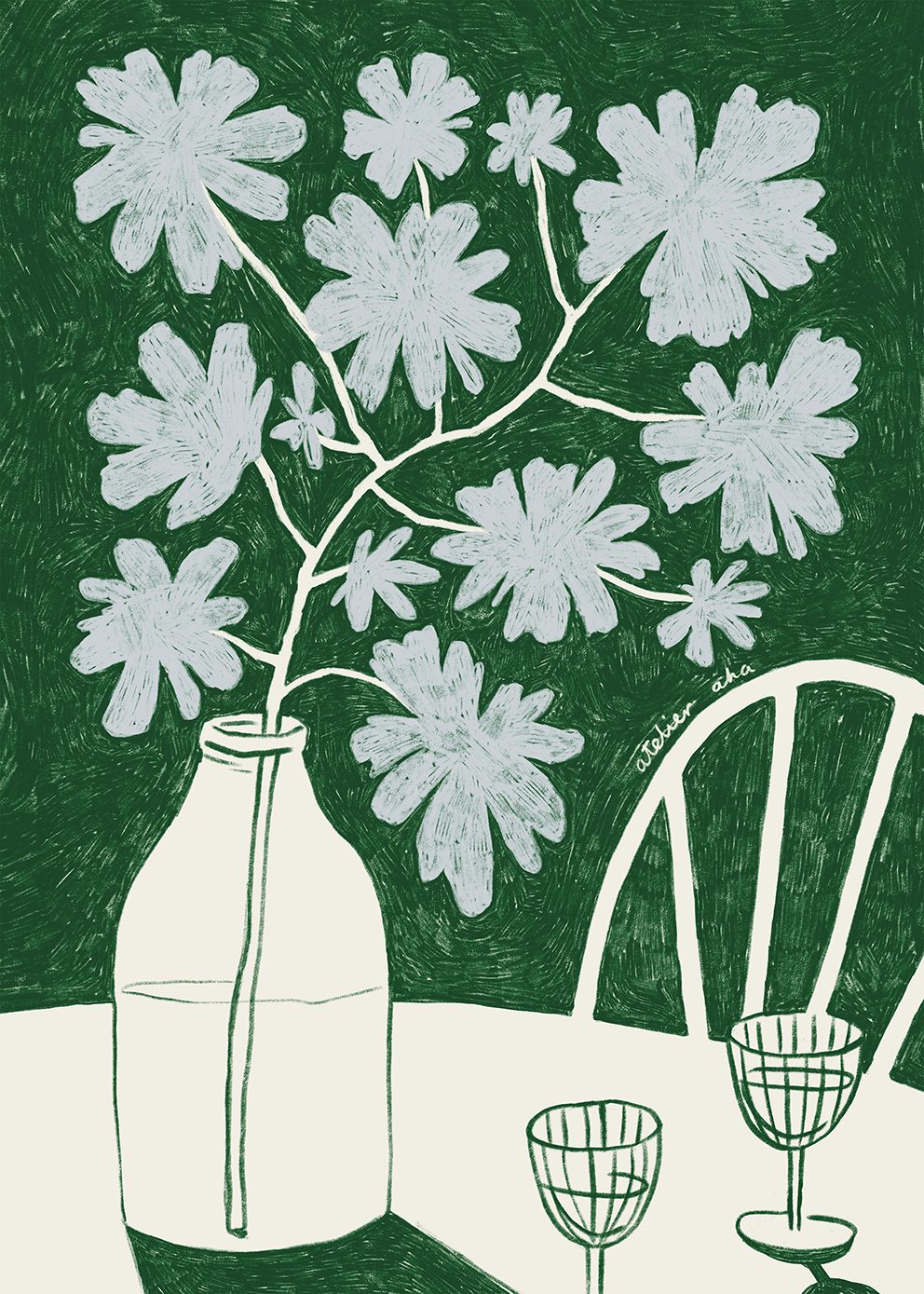 The Poster Club Art Prints Blue Flowers Kunstdruck A4 botanisch