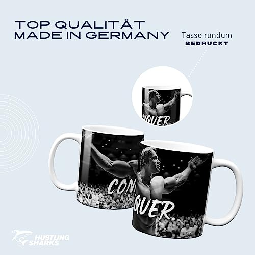 Hustling Sharks Conquer Tasse Spruch 330 ml Weiß Keramik