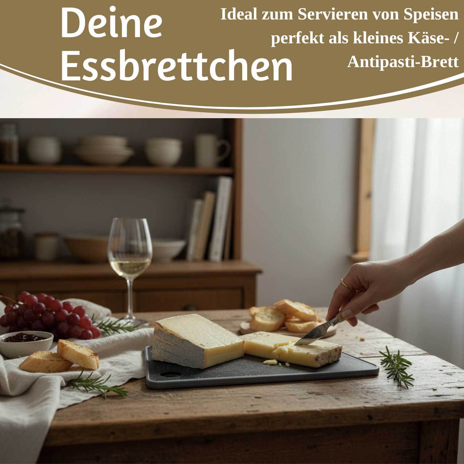 LS-LebenStil Essbrettchen Kunststoff 23x16cm 6er Set Granit