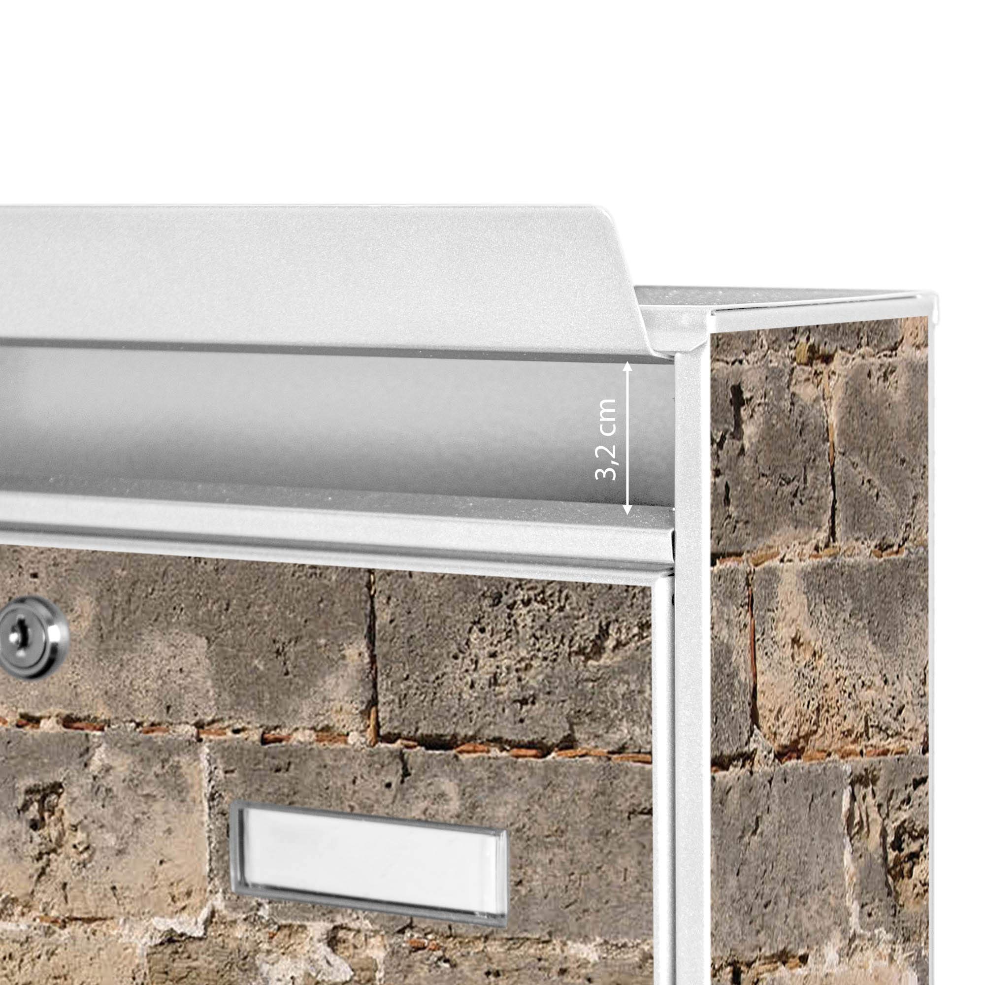 Banjado Briefkasten Mauer Antik Weiss A4 32x36cm mit Namensschild