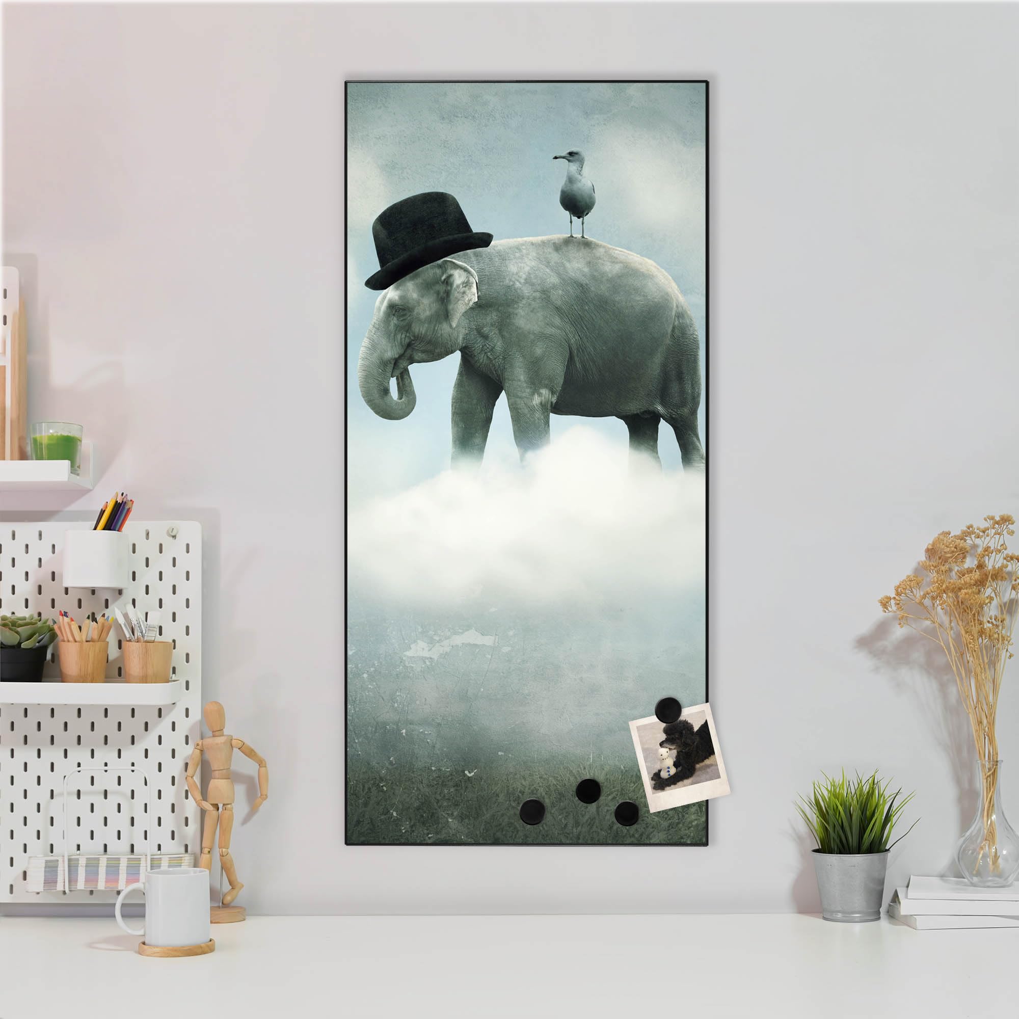Banjado Magnettafel 37x78cm Magnetpinnwand Elefant und Möwe