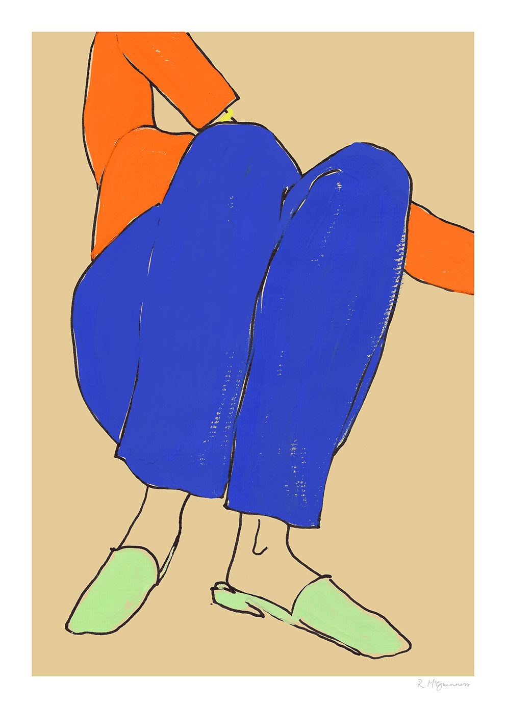 The Poster Club Lying Down in Blue and Red Kunstdruck 30x40 cm Blau