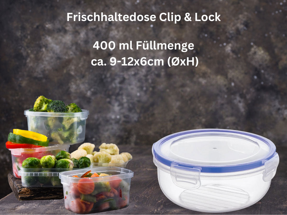 LS-LebenStil Clip & Lock Frischhaltedose 400ml rund luftdicht