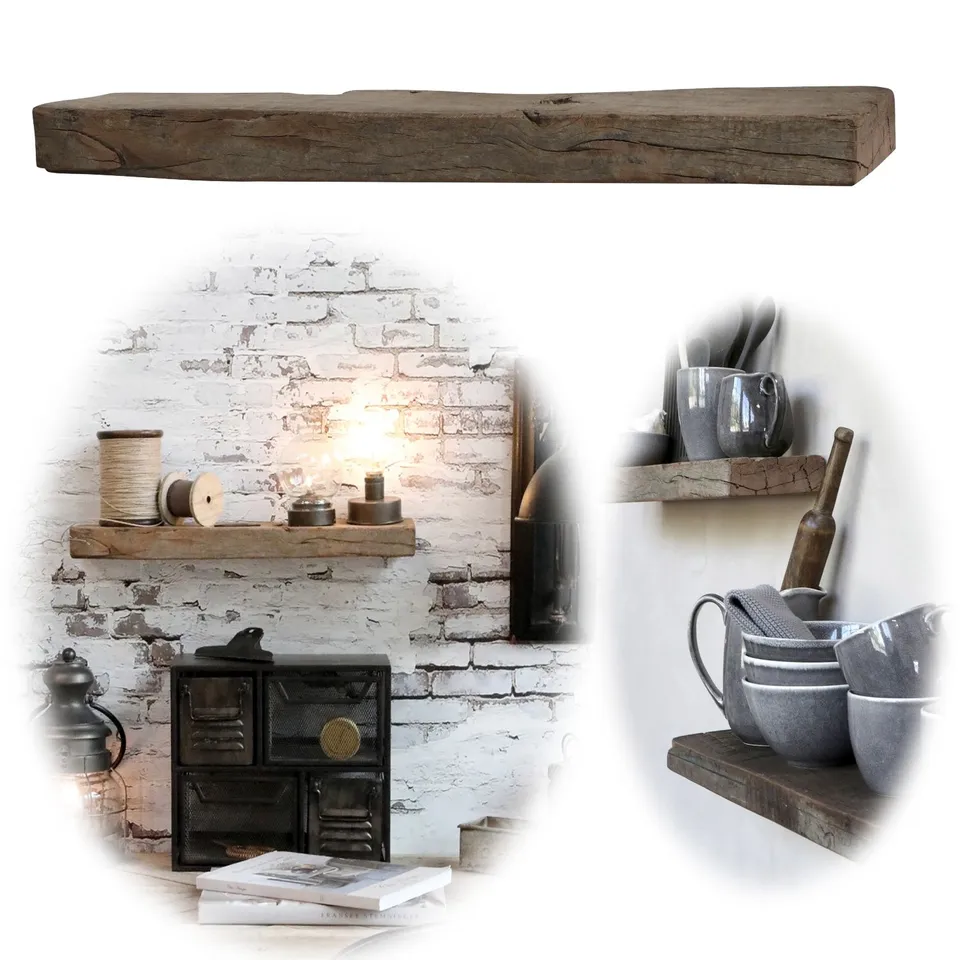 LS-LebenStil Grimaud Holz Wandregal 51x12cm Schiffsplanke Braun