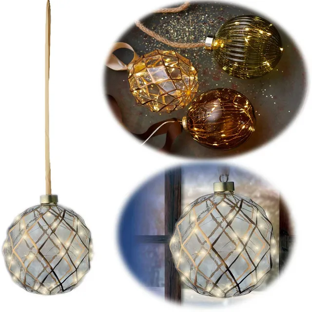 LS-LebenStil Kampen Lichtkugel 14cm Gold 30 LED Timer