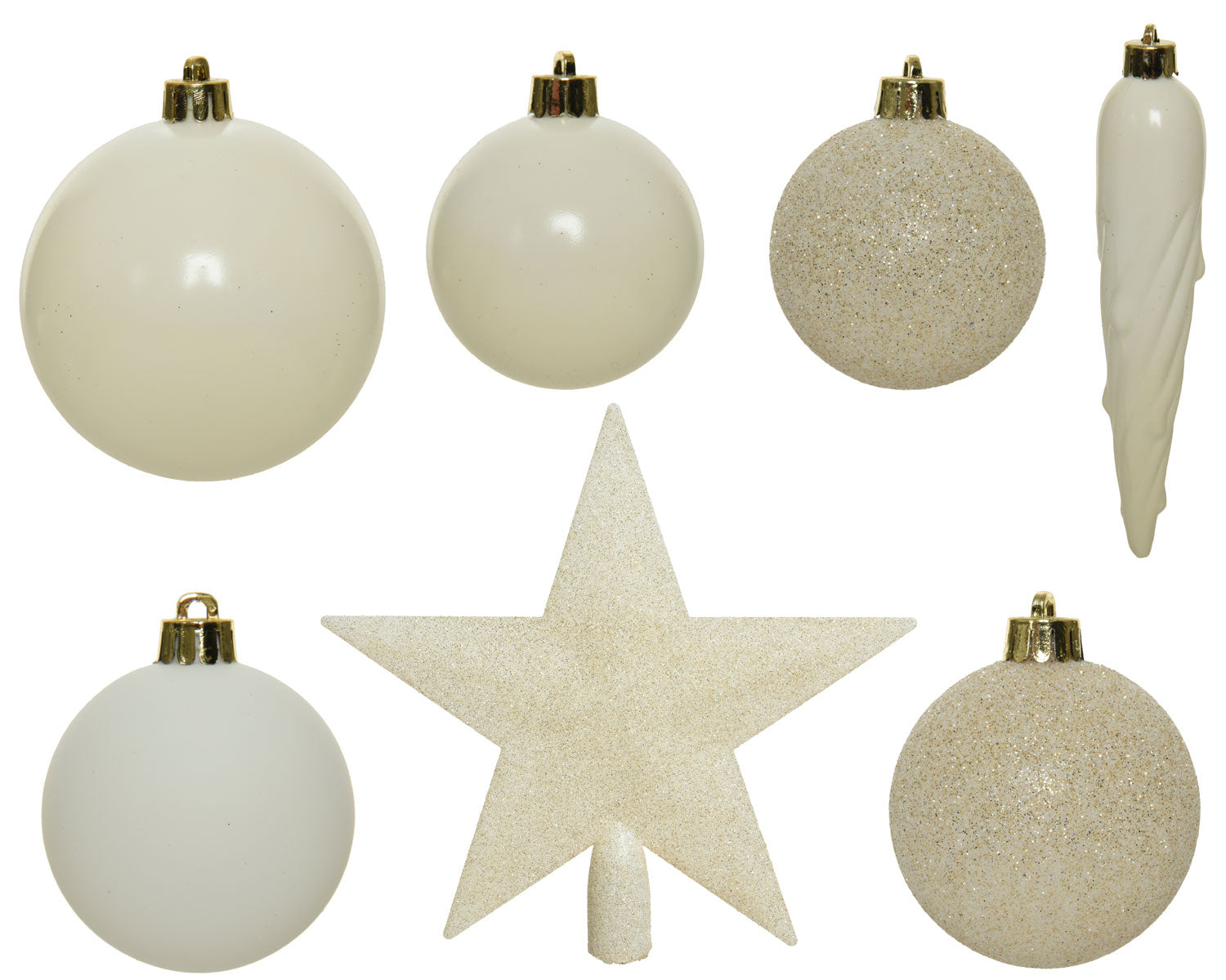 LS-LebenStil Wohnen Christbaumkugeln Kunststoff Weiß 33tlg Stern