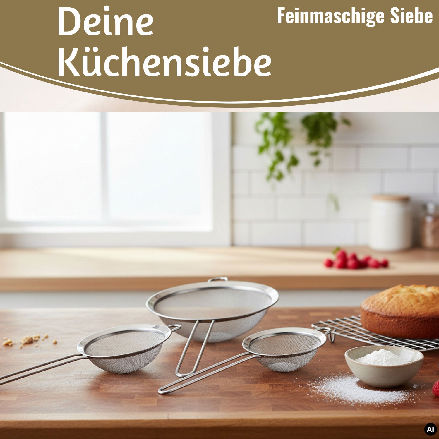 LS-LebenStil Küche & Haushalt Siebe Edelstahl 3er Set 8 14 20cm