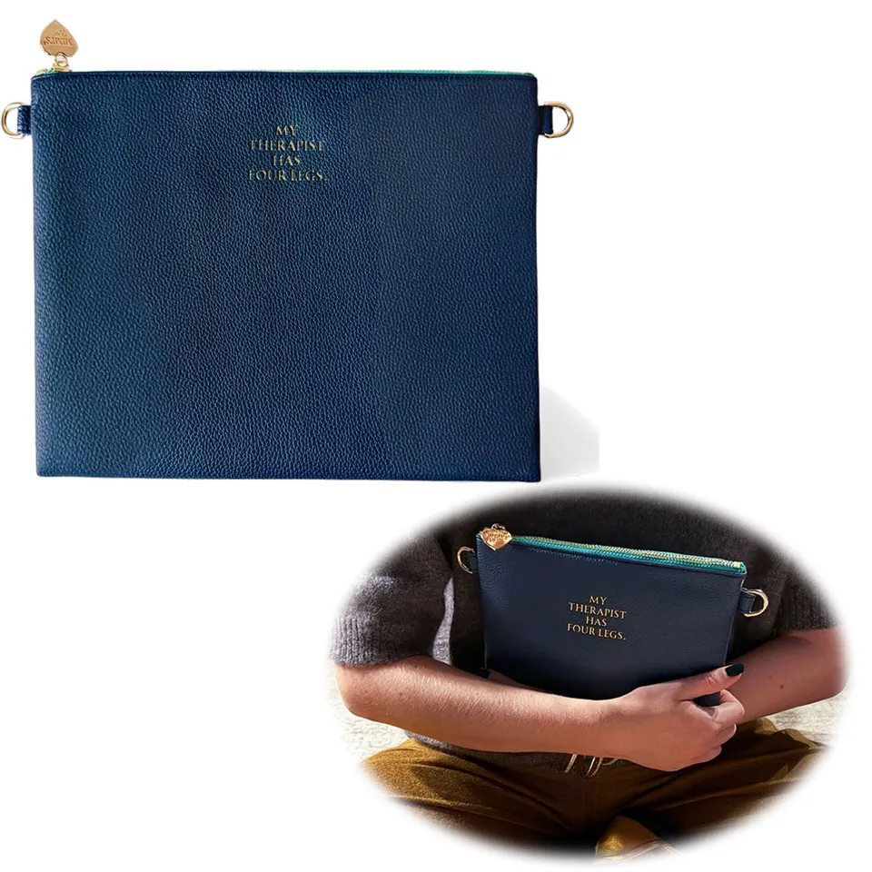 LS-LebenStil Lia Clutch Navy Blau 22cm PU-Leder