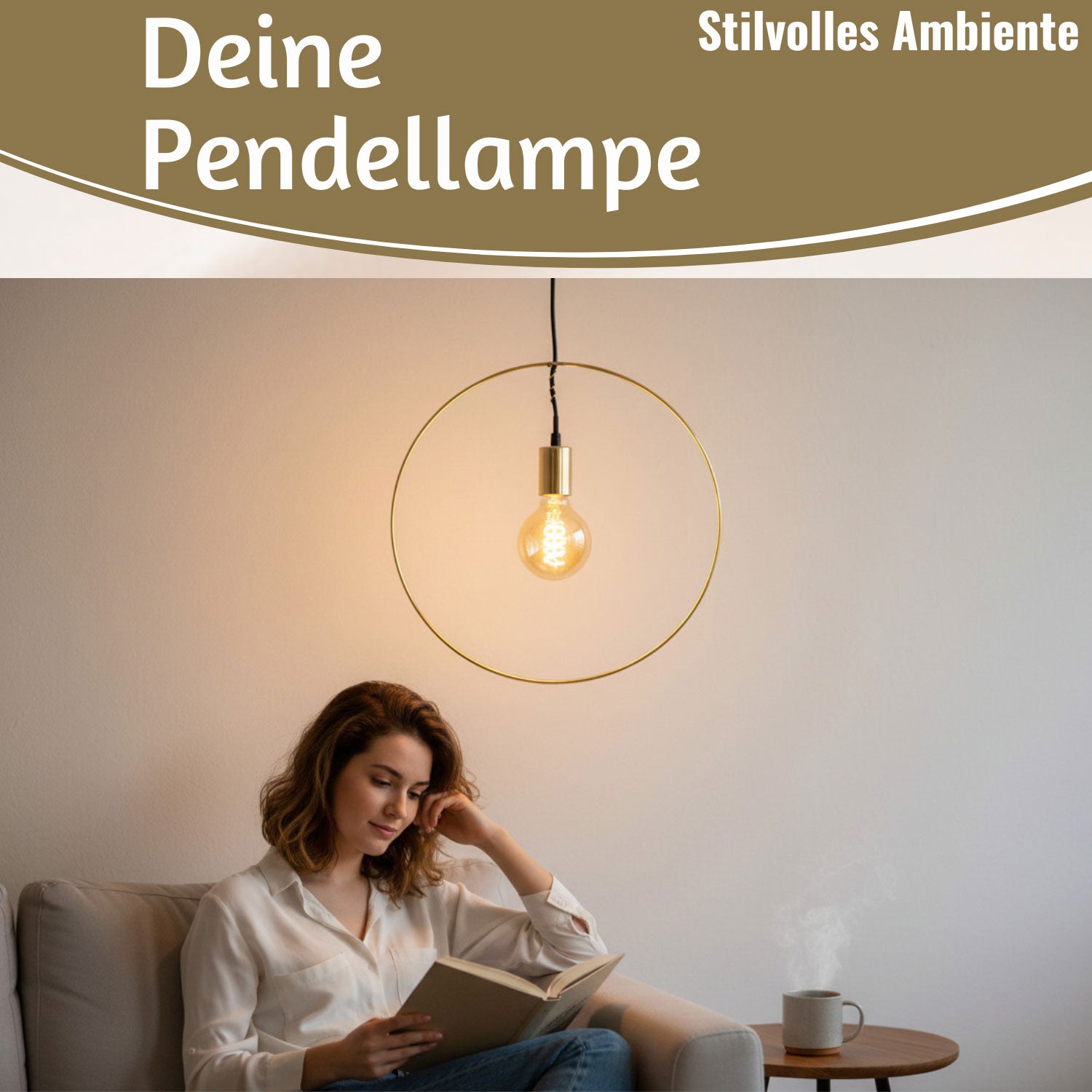 LS-LebenStil Athen Pendel-Leuchte Ring Gold 40cm E27