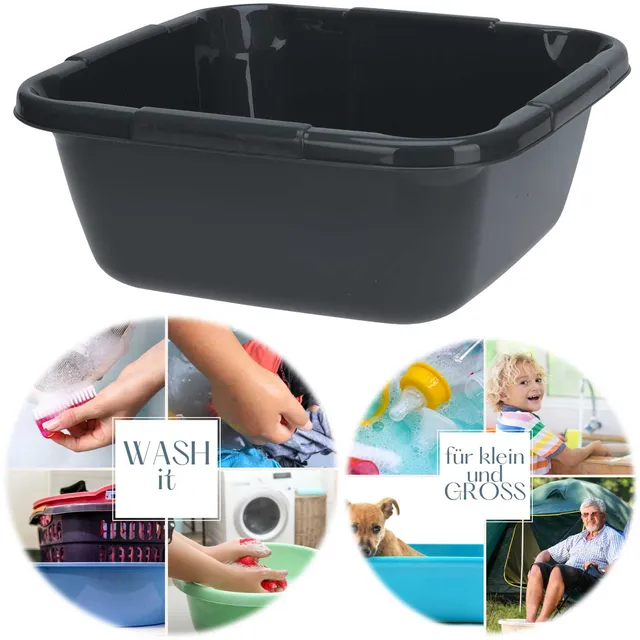 LS-LebenStil Waschschuessel Kunststoff Grau 14L 38cm eckig