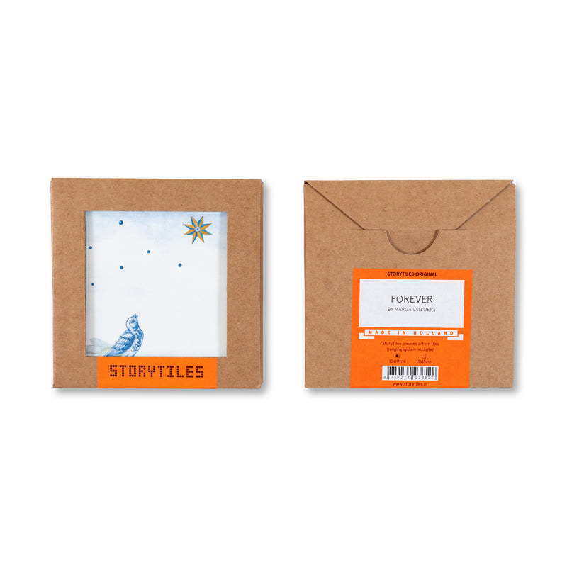 Storytiles Delft Blue Voor altijd Fliese S 10x10 cm mit Gold
