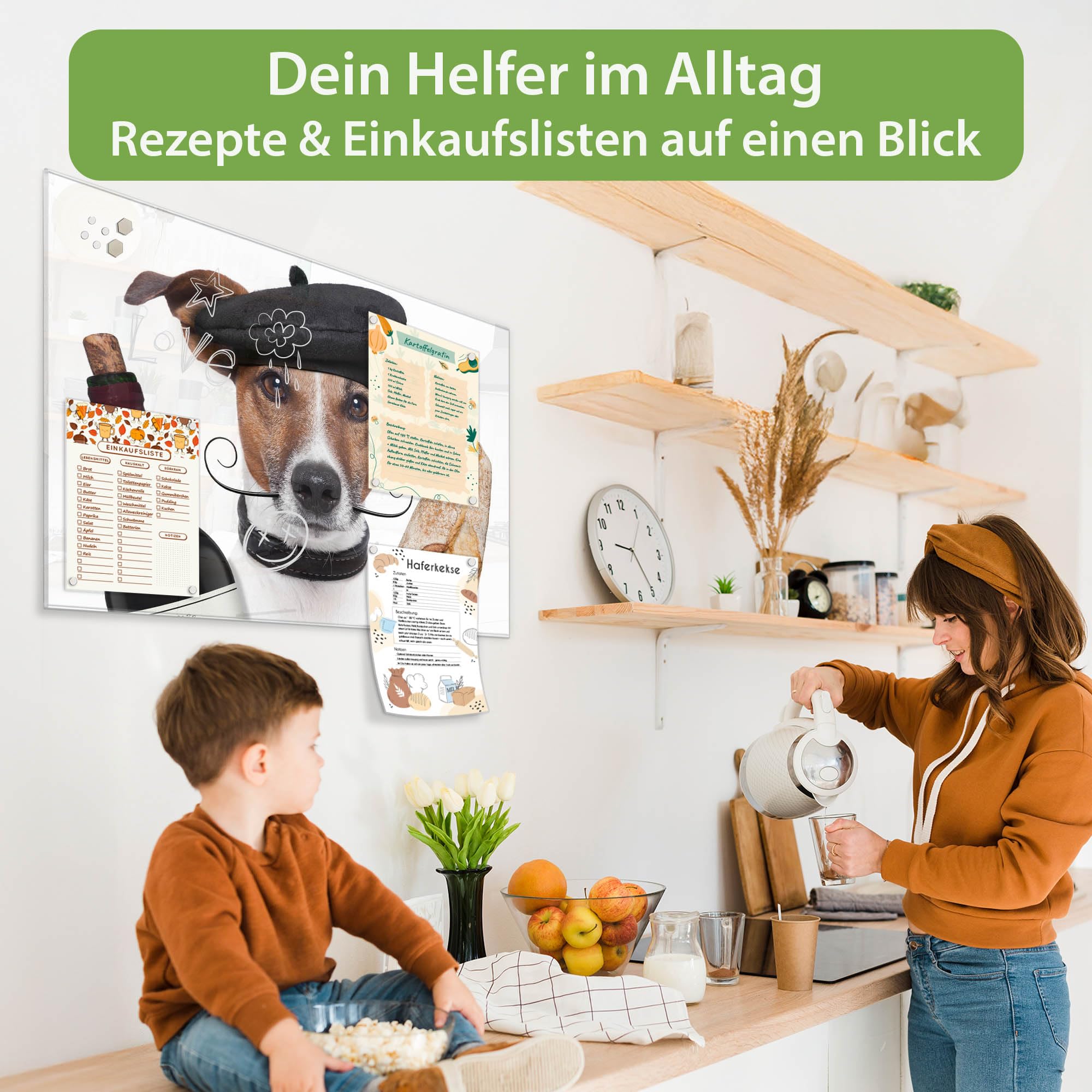 Banjado Magnettafel Franzose Jack Russel Glas 120x80 cm