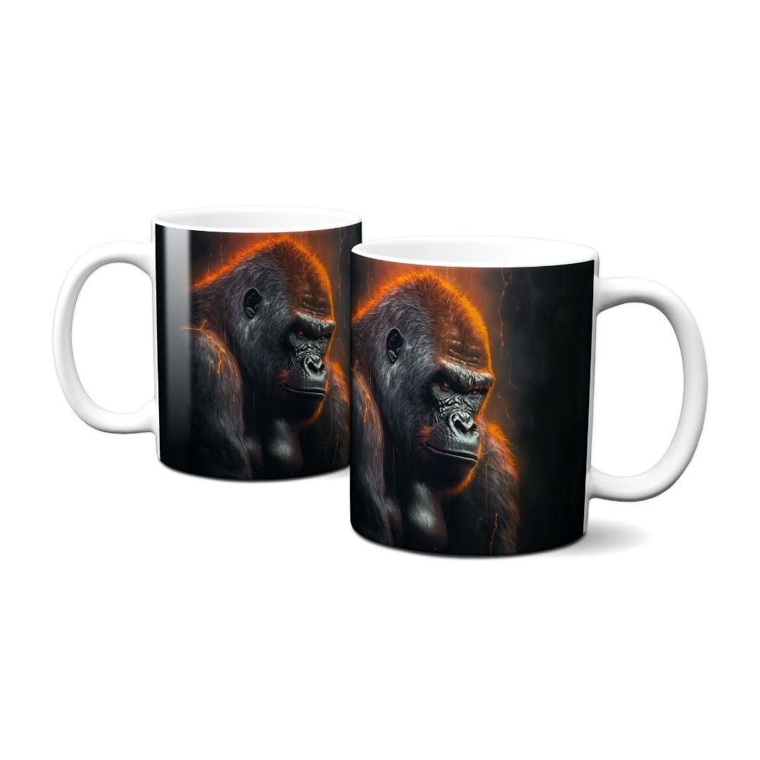 Hustling Sharks Leuchtender Gorilla Tasse 330ml weiß Tiermotiv