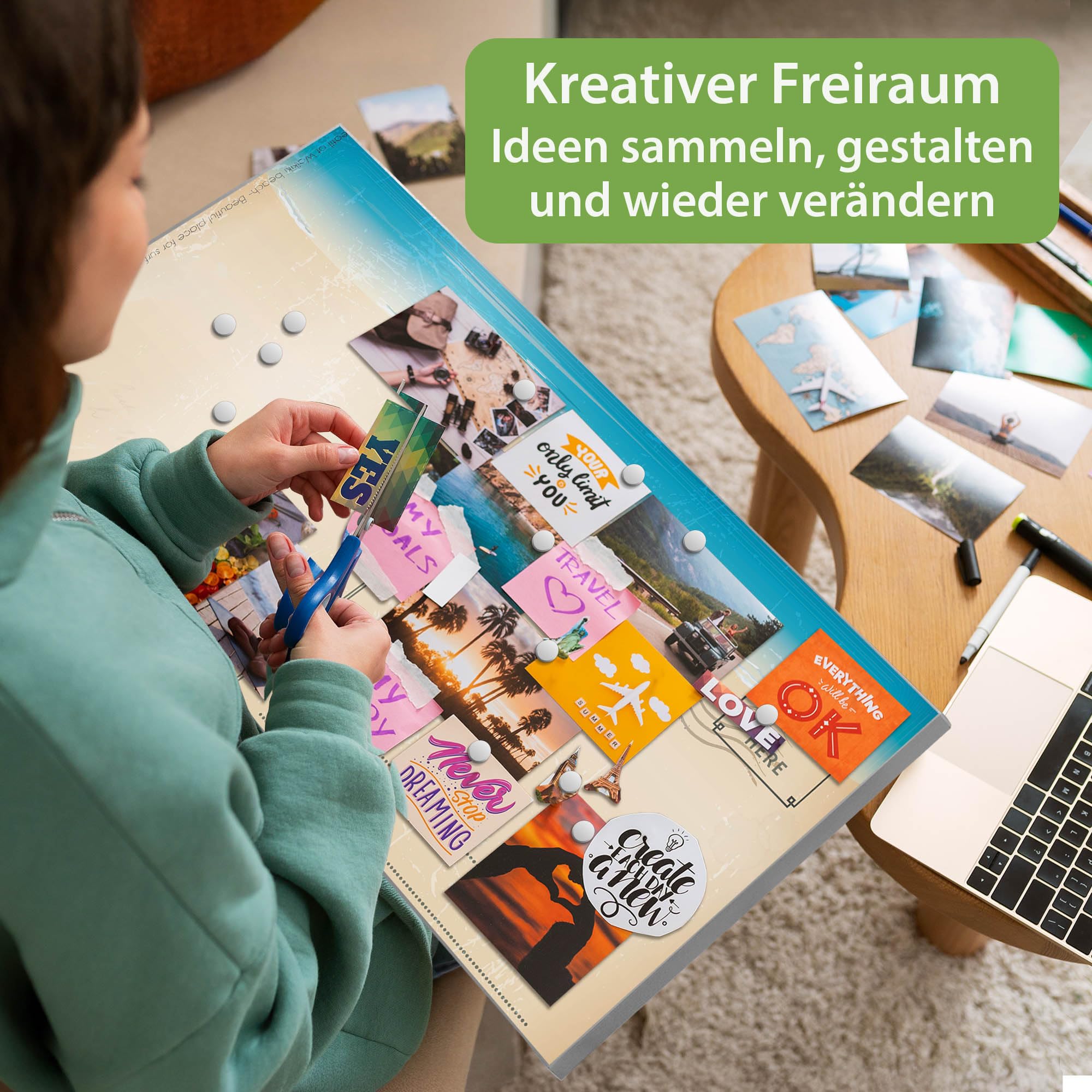 Banjado Magnettafel Postkarte 78x37 cm Metall beschreibbar