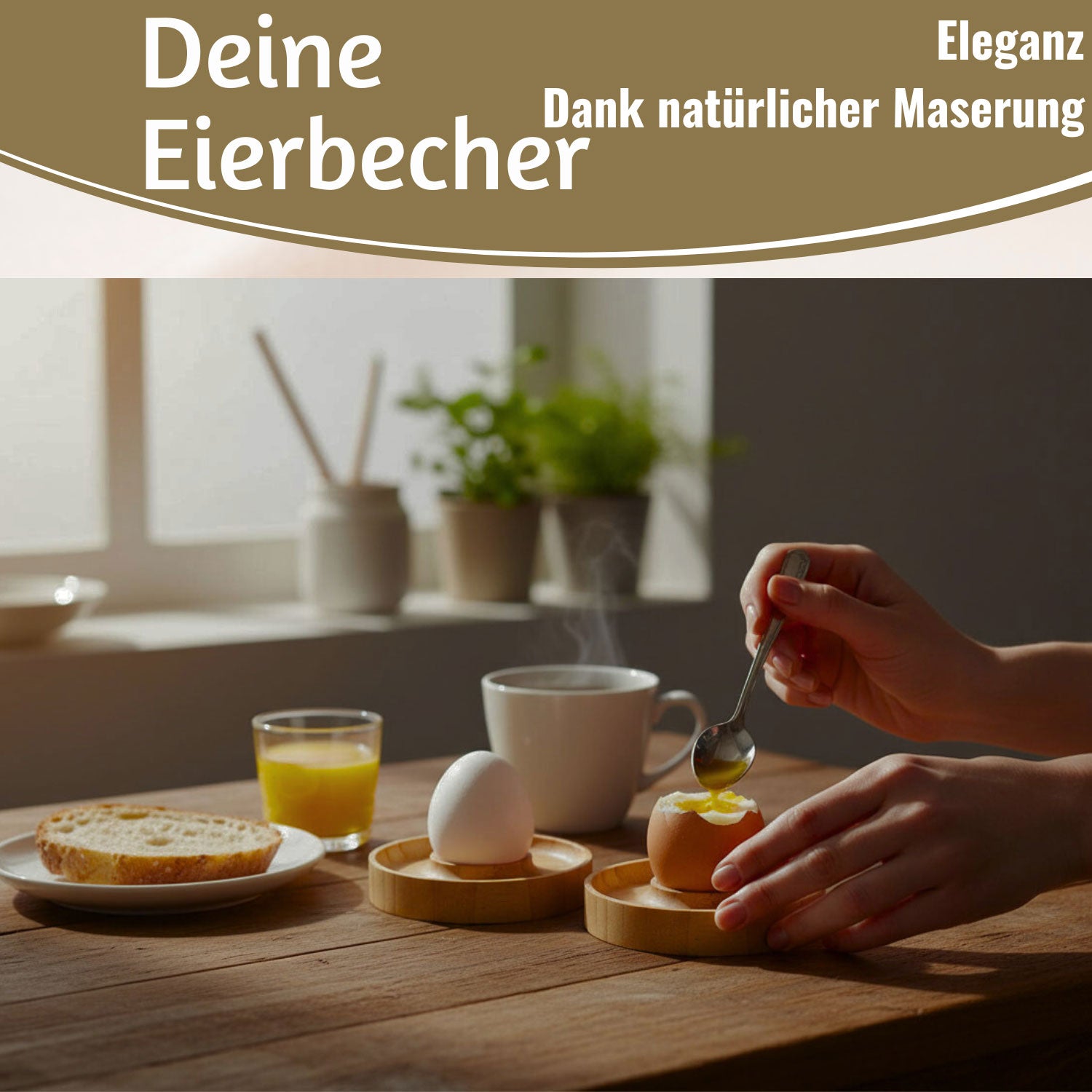 LS-LebenStil Küche & Haushalt Holz Eierbecher 4er Set Bambus Natur