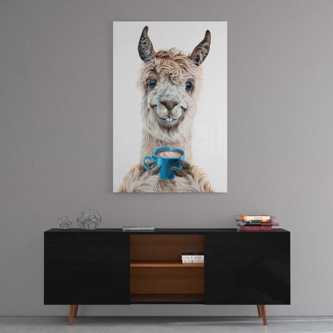 Hustling Sharks Lama Latte Leinwand 30x40 cm Tierbild