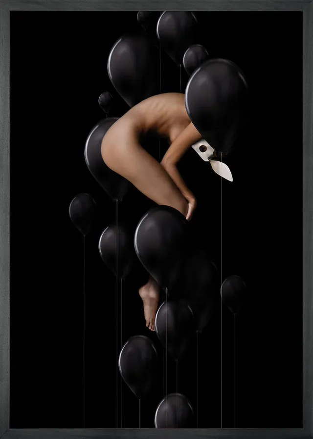Mineheart Wall Art Nightmare 2 Leinwandbild Schwarz Surreal Figur