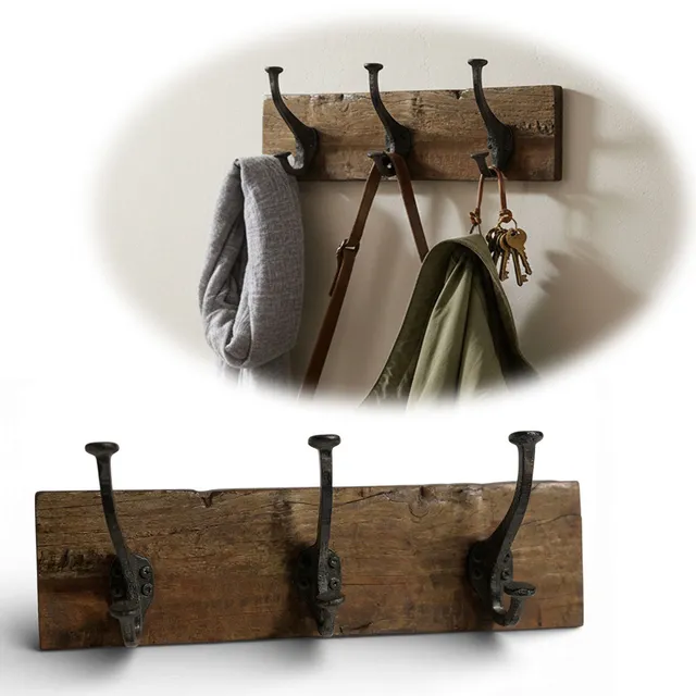 LS-LebenStil Möbel Wohnen Wandgarderobe Teak 38cm braun 3 Haken
