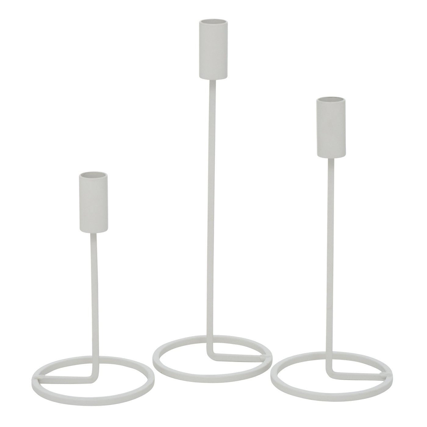 LS-LebenStil Neapel Kerzenständer 3er Set Weiß Metall 20-32cm